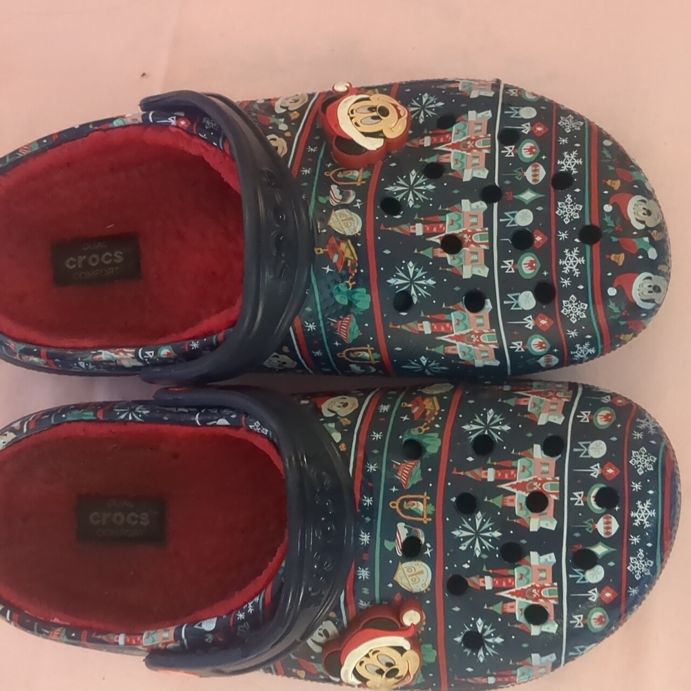 Mickey mouse themed holiday Crocs. Women's size 8.